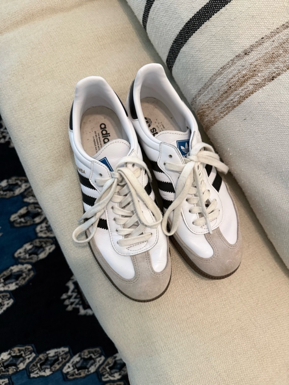 adidas Samba Sneakers - 7.5 White, Black & Gray Suede
